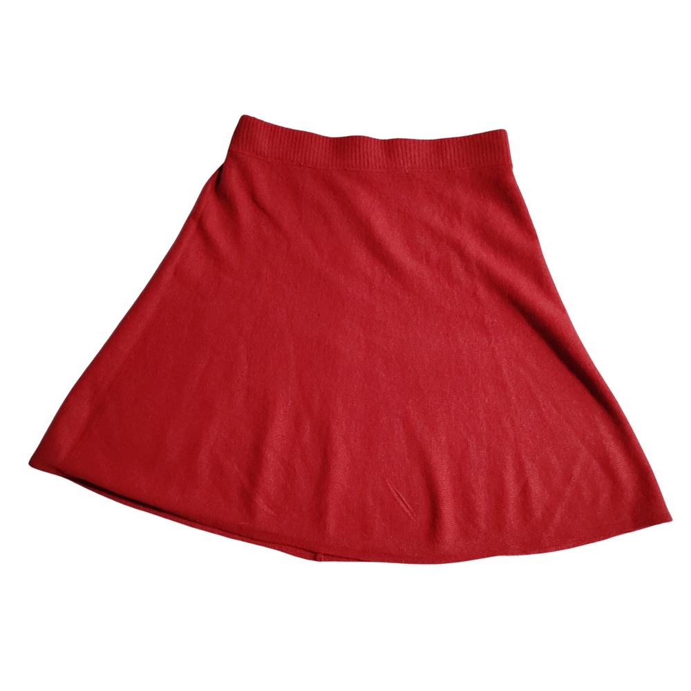 LC Lauren Conrad Red Knit Skater Skirt Womens Small A-Line Cozy Ribbed Waist